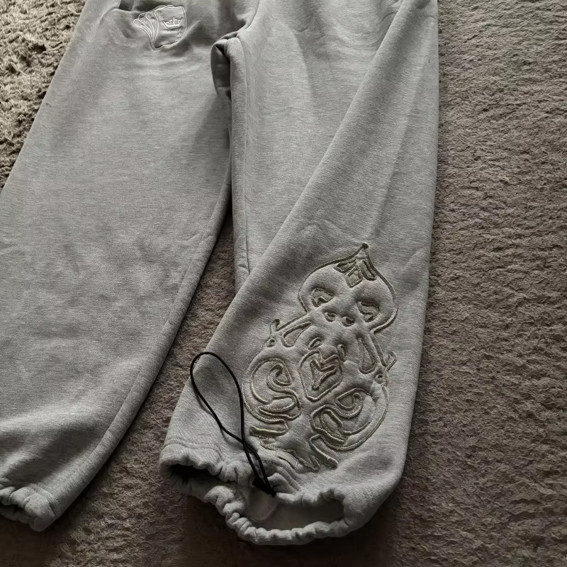 Y2K Double Waist Jogging Pants Poker Embroidery Pattern Sagging Pants Men Women Goth Hip Hop Streetwear Unisex Baggy Sweatpants