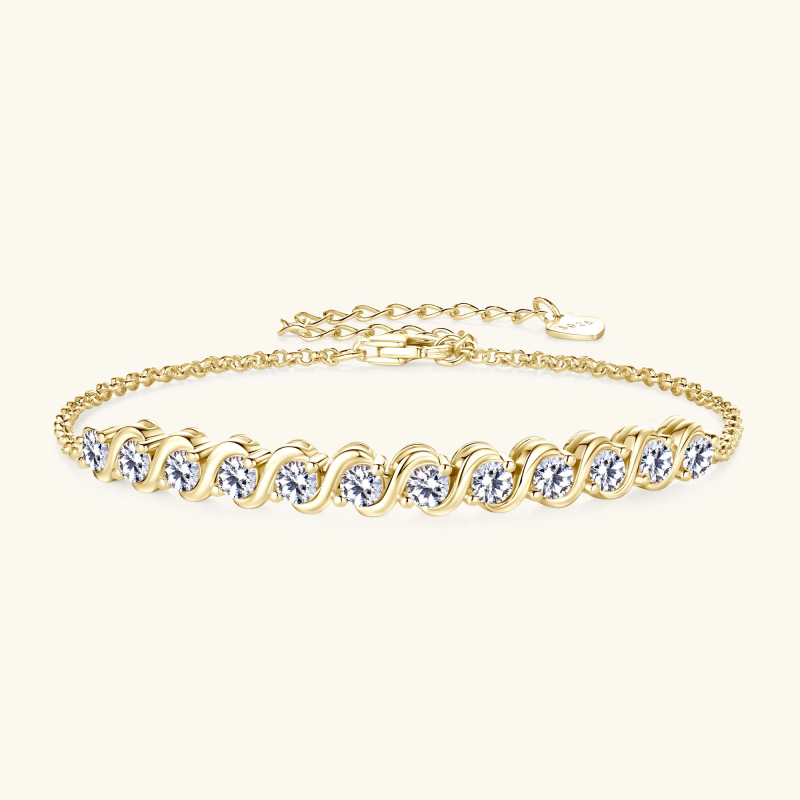 3MM Full Moissanite Bracelets With Certificate 925 Sterling Silver Adjustable Chain Bracelet for Women Plated 18k Jewelry Gift